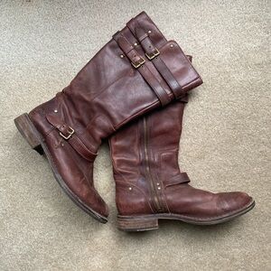 Women’s UGG Australia Gillespie Brown Leather Calf High Zipper Boots sz 10